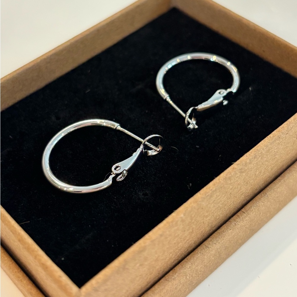 NWOT Elegant 14k White Gold-Plated Small Hoop Earrings